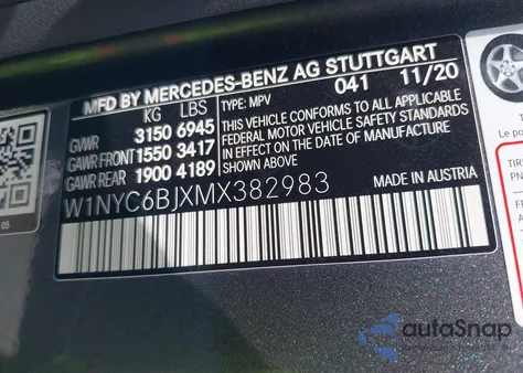 2021 Mercedes-Benz G 550 z USA, uszkodzony, nr VIN W1NYC6BJXMX382983